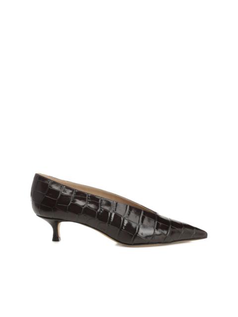 LE MONDE BÉRYL crocodile-pattern pointed-toe pumps