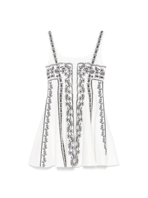 embroidered-strap mini dress