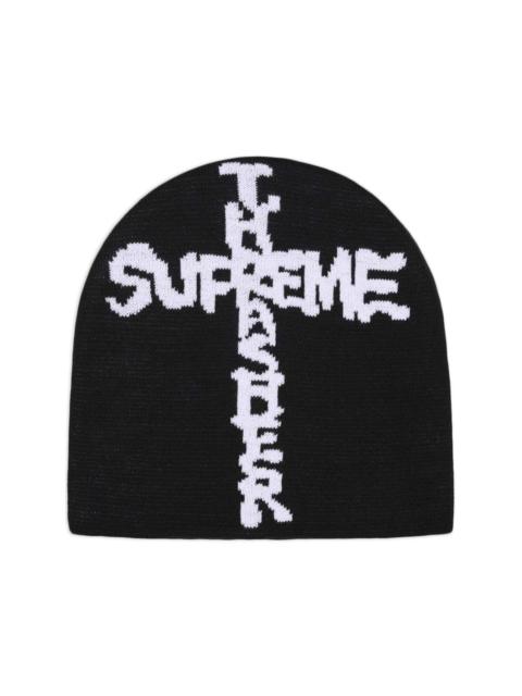 x Thrasher logo-intarsia "Black" beanie