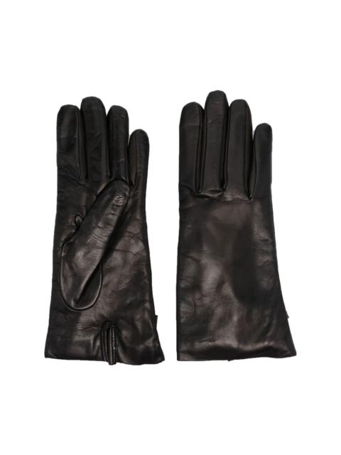 Moschino logo-plaque leather gloves