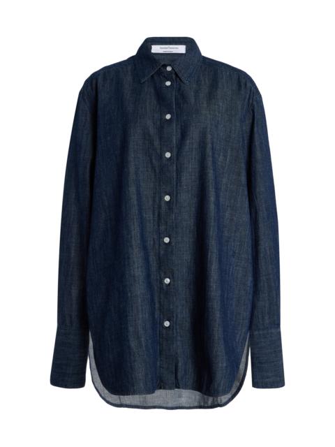 Another Tomorrow Cotto Chambray Shirt dark wash