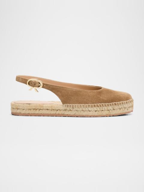 Gianvito Rossi Suede Slingback Ballerina Espadrilles