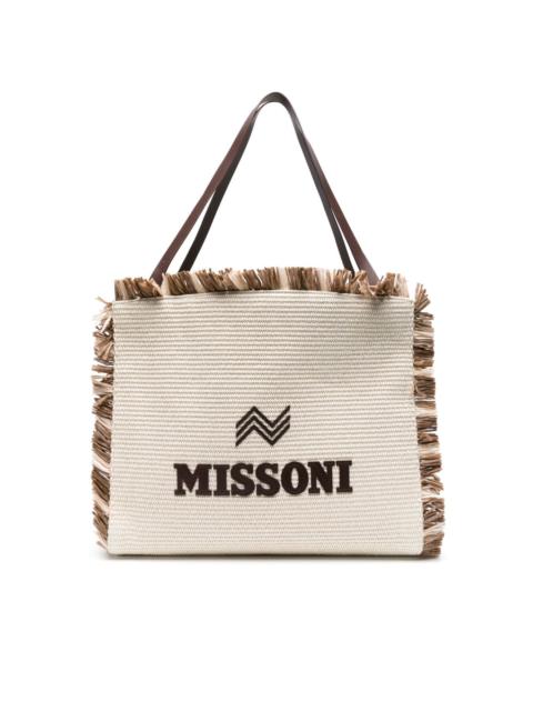 Missoni logo-appliquÃ© frayed tote bag