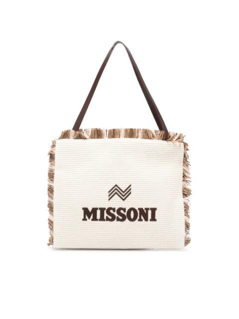 Missoni logo-appliquÃ© frayed tote bag