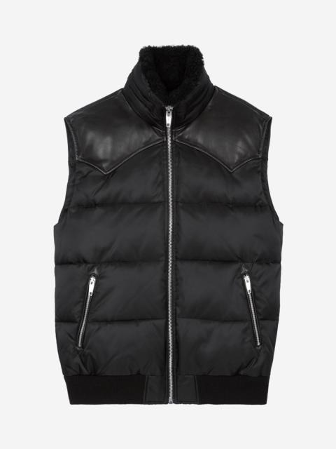 The Kooples SLEEVELESS PADDED JACKET WITH BLACK FUR COLLAR