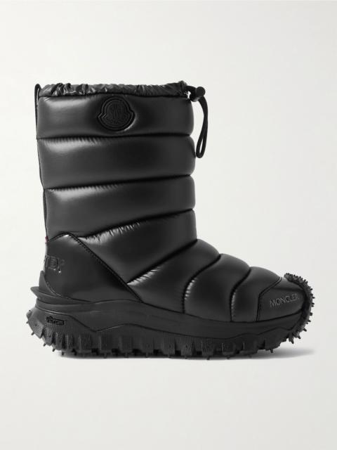 Moncler Trailgrip appliquéd quilted padded glossed leather-trimmed shell snow boots Black