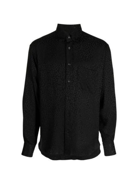 leopard-jacquard silk shirt