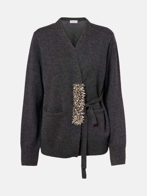 Embellished cashmere wrap cardigan