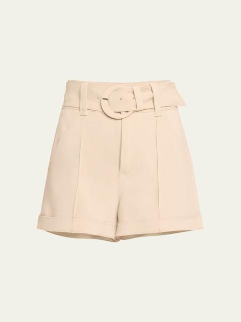 Cinq à Sept Aldi Belted High-Rise Stitched Shorts