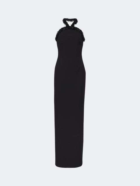 ROLAND MOURET Embellished crêpe halterneck gown