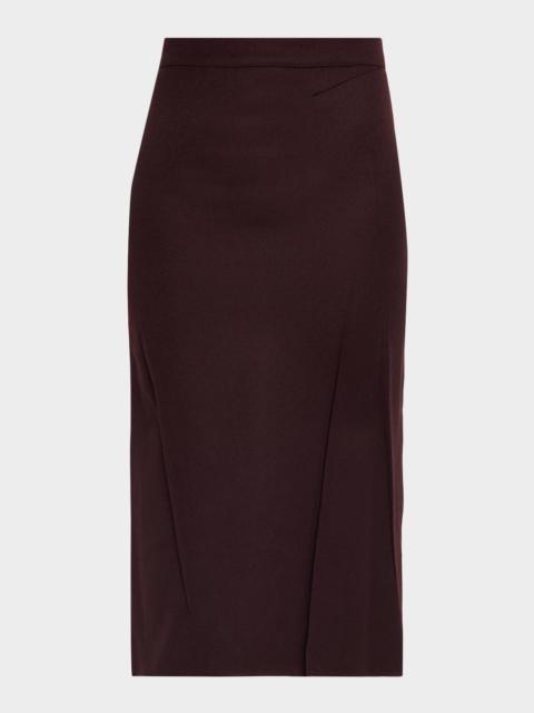 Victoria Beckham Pressed Crease Wool Tailored Midi Skirt