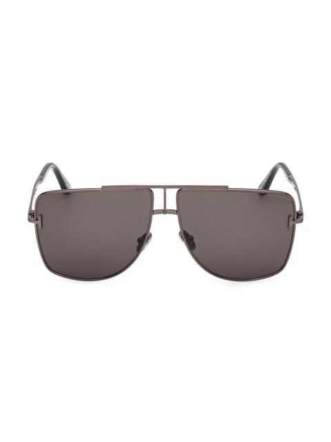 TOM FORD Men's Eliott-02 59MM Geometric Aviator Sunglasses - Dark Gunmetal Smoke