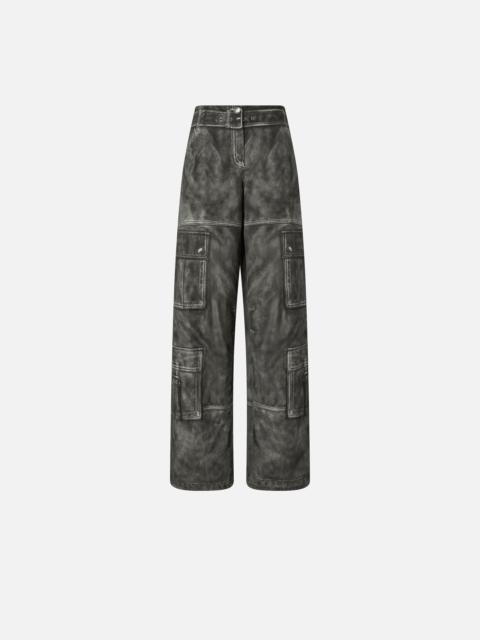 PINKO WIDE-LEG TROUSERS WITH LEATHER-EFFECT PRINT