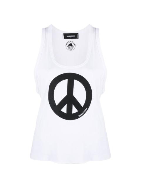 peace-print cotton tank top