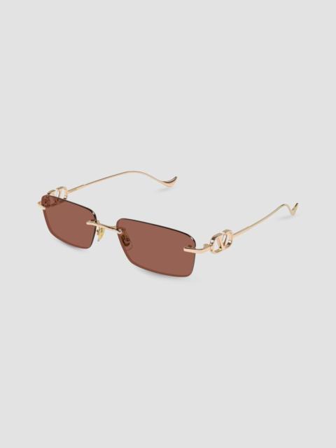 Valentino Women's V Logo 55MM Bejewelled Rimless Rectangle Sunglasses - Gold