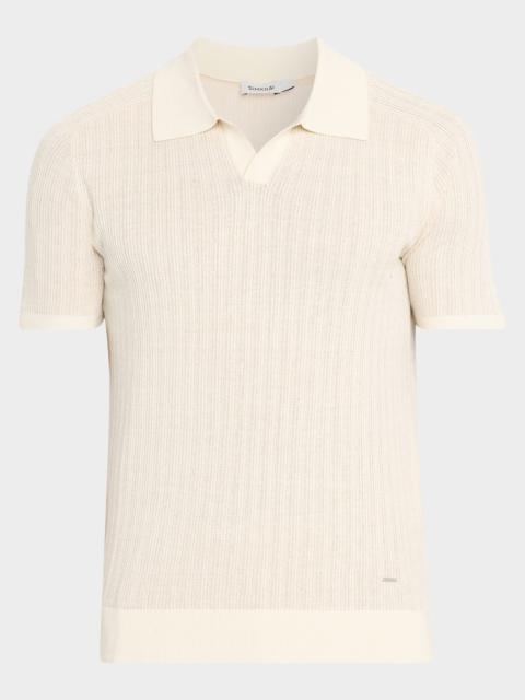 SIMKHAI Men & apos;s Radcliff Cotton and Linen Knit Johnny Collar Polo Shirt