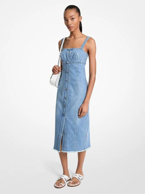 MICHAEL KORS Frayed Denim Midi Dress
