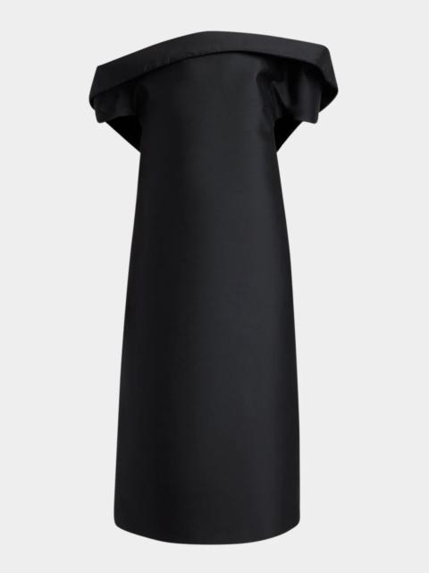 Jil Sander Off-The-Shoulder Silk-Wool Midi Dress