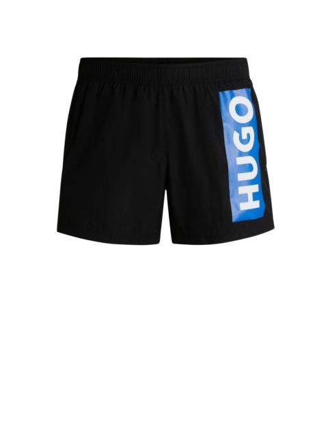 HUGO PARTIALLY LINED QUICK-DRY SWIM SHORTS WITH VERTICAL LOGO