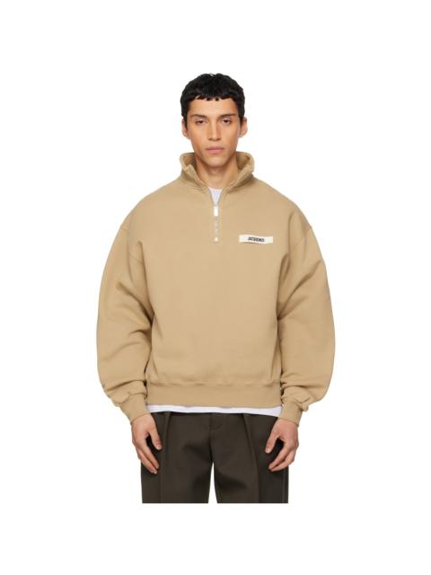 Tan 'The Gros Grain zipped-rollneck' Sweatshirt