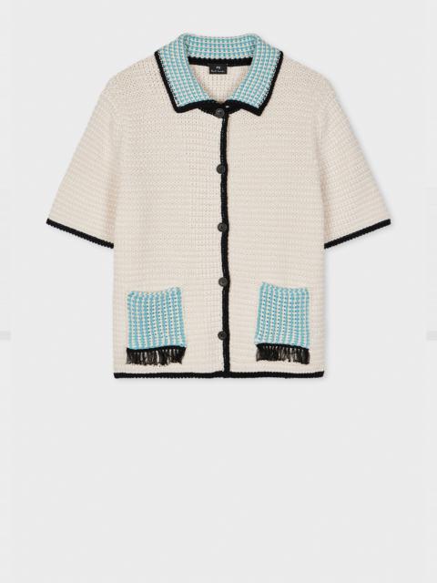 Paul Smith Women's Ivory Cotton Mixed Crochet Knitted Cardigan