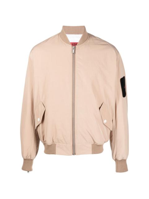 logo-patch quilted bomber jacket