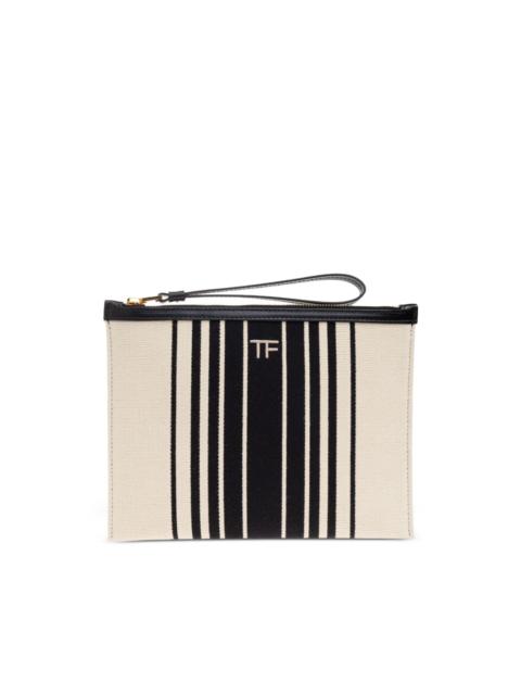 TOM FORD striped canvas clutch