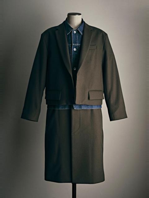 sacai Wool Flannel x Denim Coat