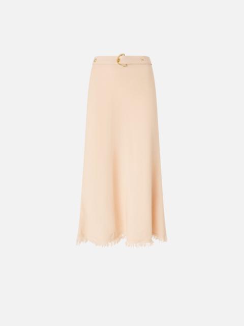 PINKO MIDI SKIRT IN LINEN BLEND WITH BELT