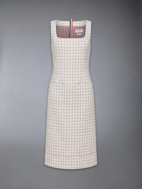 Thom Browne GUNCLUB CHECK HUNTING TWEED SQUARE NECK COLUMN DRESS
