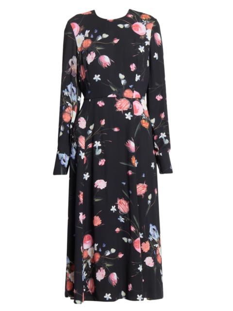 Erdem Women's Dutch Flower Midi-Dress - Dutch Flower Painting Black