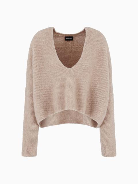 GIORGIO ARMANI Stretch cashmere and silk wide-neck jumper