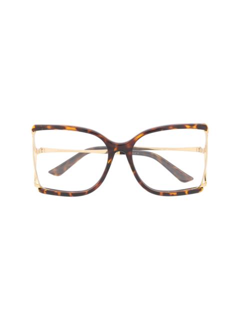 GUCCI oversized-frame tortoiseshell glasses