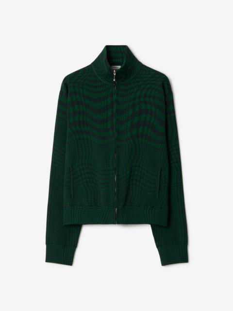 Burberry Warped Houndstooth Nylon Blend Track Jacket