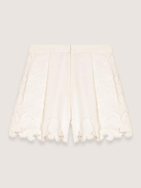 maje Embroidered floral shorts