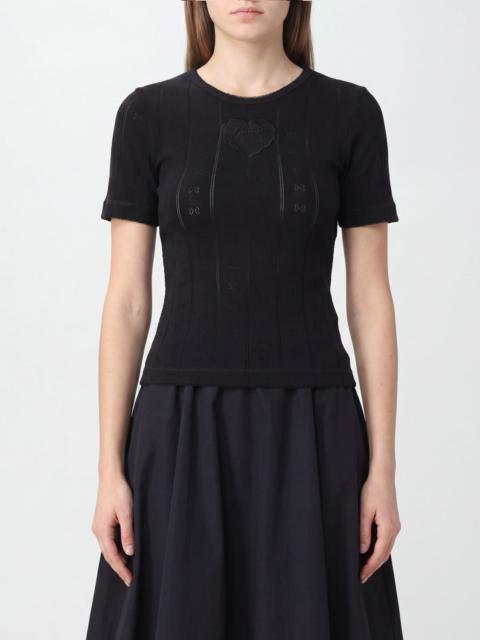 GANNI GANNI Short-Sleeved Knit Top in Organic Cotton