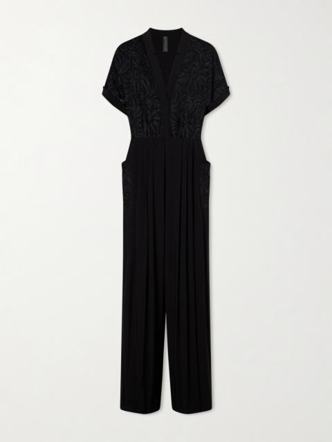 NORMA KAMALI Geralyn Embroidered Velvet Jumpsuit