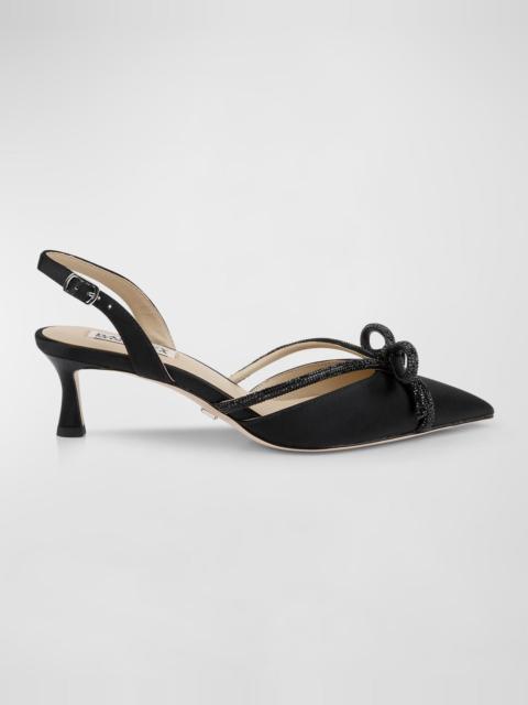 BADGLEY MISCHKA Angelina Silk Shimmer Bow Slingback Pumps