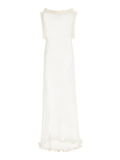 AISLING CAMPS Wave Mesh-Detailed Cotton-Blend Dress ivory