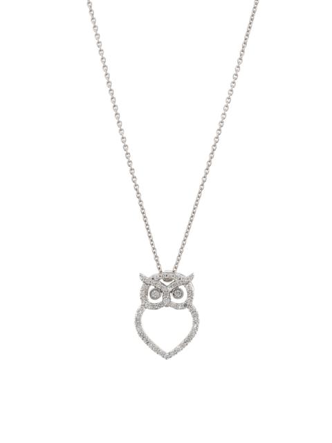 ROBERTO COIN Women's Tiny Treasures 18K White Gold & 0.21 TCW Diamond Owl Pendant Necklace - White Gold