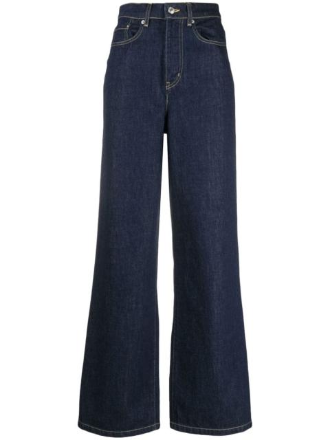 logo-patch wide leg jeans