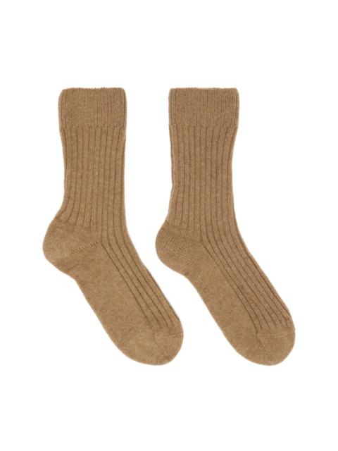 BASERANGE Brown Rib Overankle Socks