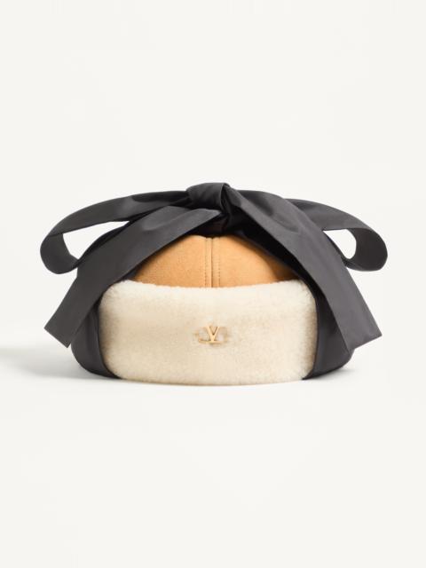 Valentino VLOGO SIGNATURE SHEARLING CAP