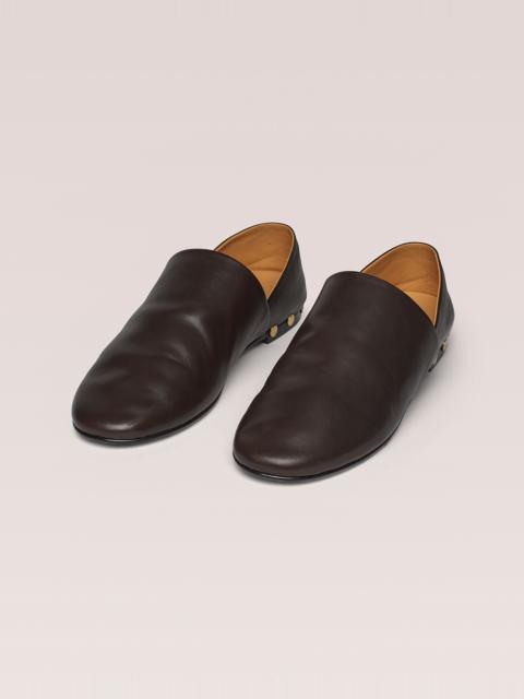 Nanushka LINO STUD - Studded leather slip-on shoes - Dark chocolate