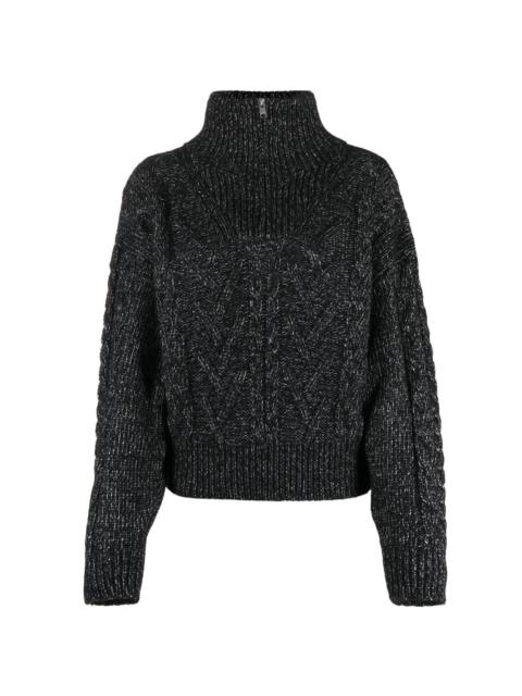 high-neck ribbed-knit jumper