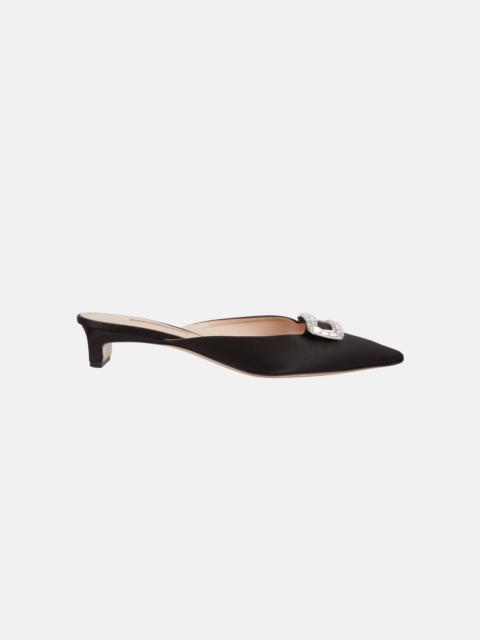 EMILIA WICKSTEAD Katy With Jewel Buckle Shoe In Black Satin