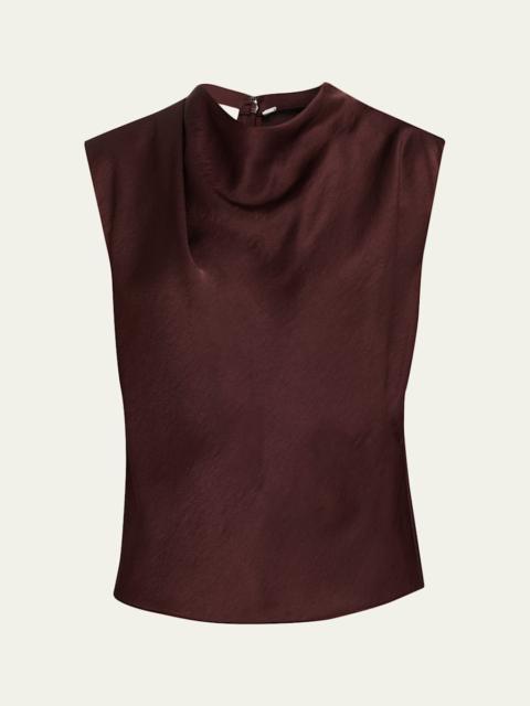 Vince Satin Draped Cowl-Neck Top