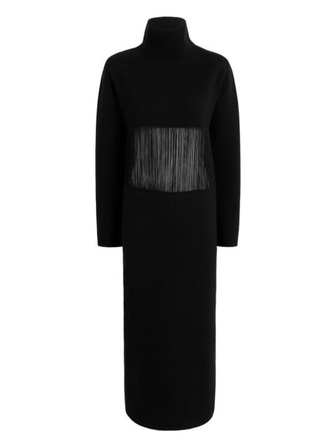 KHAITE fringed turtleneck midi dress