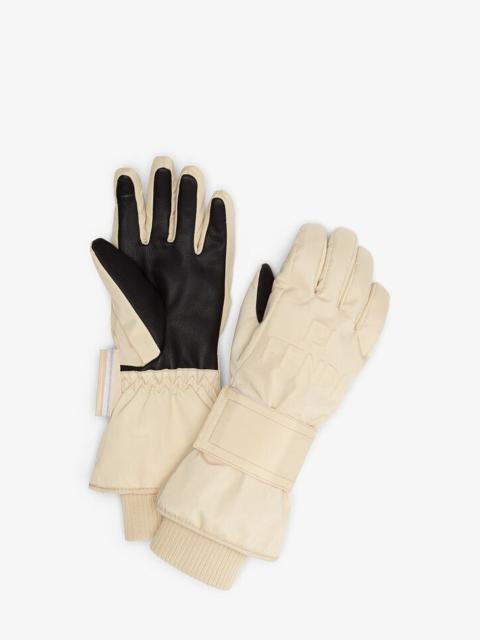 FENDI Beige tech nylon gloves