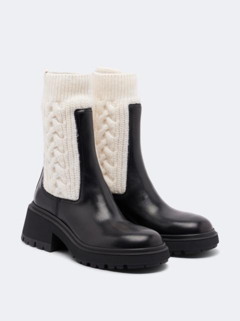 JIMMY CHOO Tamia cable-knit leather ankle boots